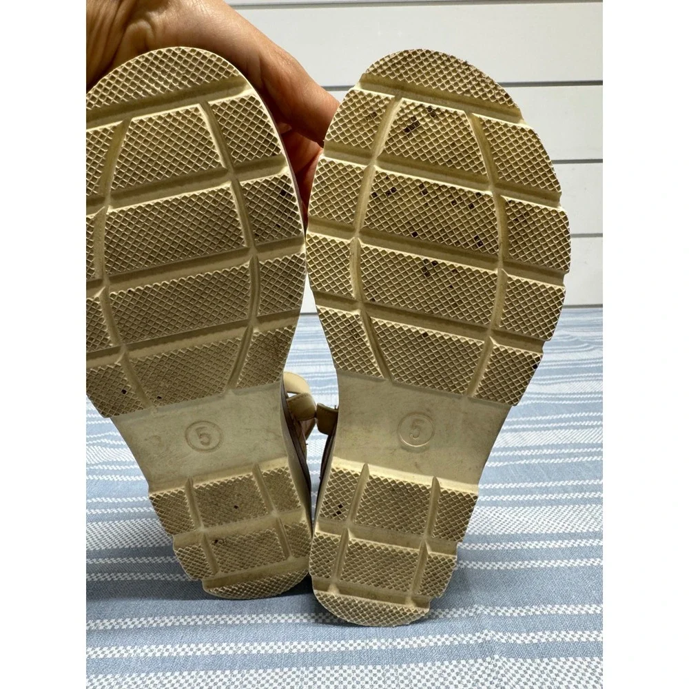 A New Day Womens Cream Cork Platform Wedge Ankle Strap Sandals Size 5